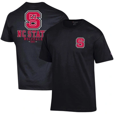Champion Men's  Black Nc State Wolfpack Stack 2-hit T-shirt