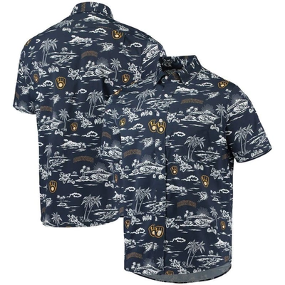 Reyn Spooner Navy Milwaukee Brewers Kekai Performance Button-up Shirt