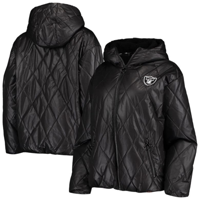 Msx By Michael Strahan Women's Black Las Vegas Raiders Charlotte Full-zip Hoodie Puffer Jacket