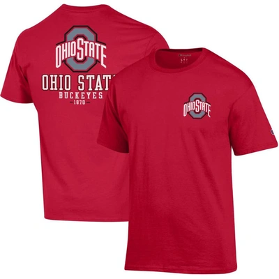 Champion Scarlet Ohio State Buckeyes Team Stack 2-hit T-shirt