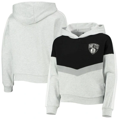 OUTERSTUFF GIRLS YOUTH HEATHERED GRAY BROOKLYN NETS ALL YOURS PULLOVER HOODIE