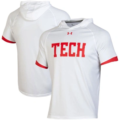 UNDER ARMOUR UNDER ARMOUR WHITE TEXAS TECH RED RAIDERS ON-COURT BASKETBALL SHOOTING HOODIE RAGLAN PERFORMANCE T-S