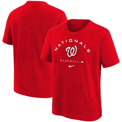 NIKE YOUTH NIKE RED WASHINGTON NATIONALS AUTHENTIC COLLECTION EARLY WORK TRI-BLEND PERFORMANCE T-SHIRT