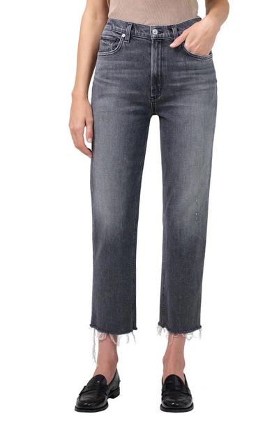 Citizens Of Humanity Daphne High-rise Cropped Straight-leg Jeans In Grey