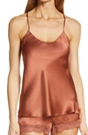Etam Pearly Silk Pajama Camisole In Terracotta