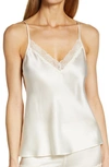 Etam Desire Caraco Lace Trim Satin Camisole In Pearl