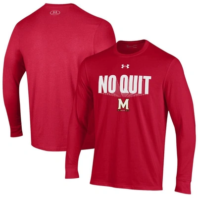 UNDER ARMOUR UNDER ARMOUR RED MARYLAND TERRAPINS SHOOTER PERFORMANCE LONG SLEEVE T-SHIRT