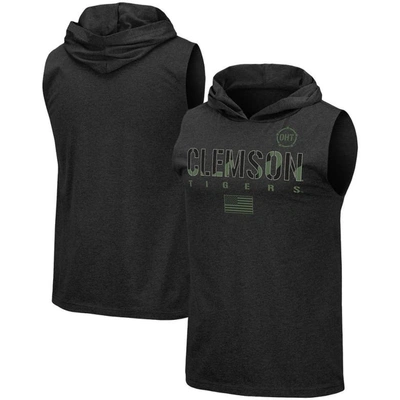 Colosseum Black Clemson Tigers Oht Military Appreciation Camo Logo Hoodie Sleeveless T-shirt