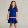 Polo Ralph Lauren Kids' Pleated Stretch Mesh Polo Dress In Heritage Royal