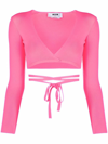 Msgm Pink Polyester Cardigan In Pink