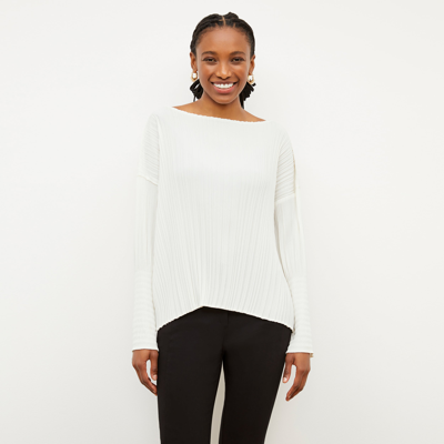 M.m.lafleur The Lasha Top - Micro Pleat In Ivory