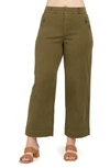 Spanx Cropped Wide-leg Mid-rise Stretch Cotton-blend Trousers In Darkened Olive