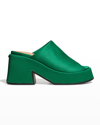 Ganni Retro Recycled Platform Mules In Kelly Green