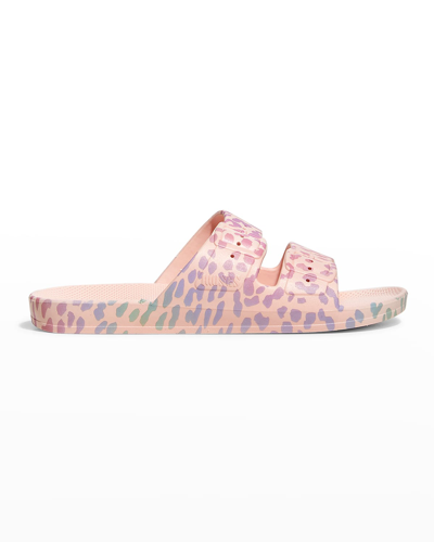 Freedom Moses Faux Dual-buckle Slide Sandals In Felina 1 Rosa