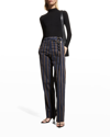 Tory Burch Belted High-rise Striped Pants In Navyburgundy