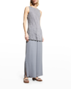 Eileen Fisher Petite Side-slit Crepe Pants In Steel