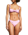 Jacquemus Gingham Knot Eco Bikini Bottom In Light Pink Checks