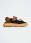 Khaite Murray Leather Dual-grip Chunky Sandals In Chestnut