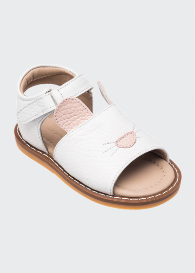 ELEPHANTITO GIRL'S BUNNY LEATHER FLAT SANDALS, BABY