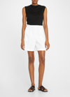 Theory Eco Crunch Pleated Pull-on Shorts In White
