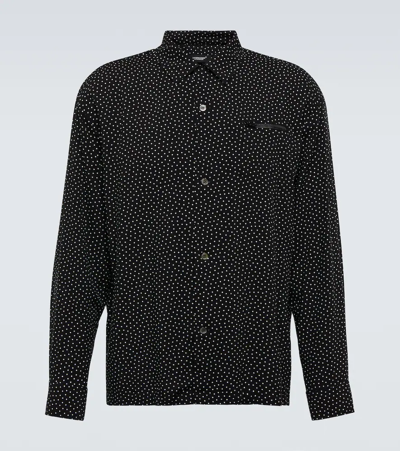 Undercover Polka-dot Long-sleeved Shirt In Black