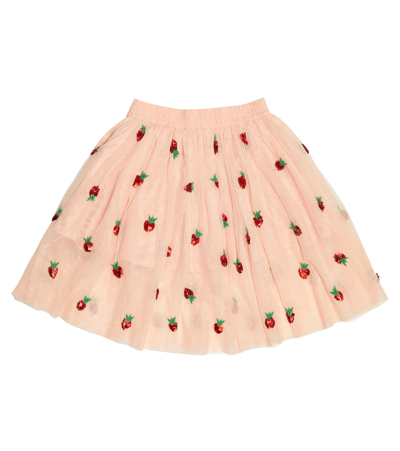 Stella Mccartney Kids' Sequinned Strawberry-print Skirt In Pink