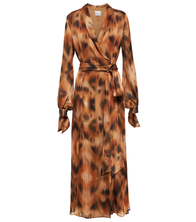 Galvan Cabana Leopard-print Wrap Dress In Light Brown