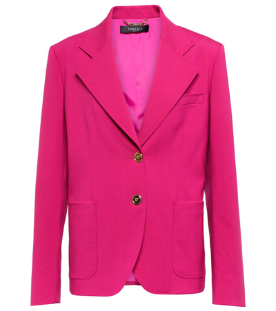 Versace Pink Medusa Single-breasted Virgin-wool Blazer In Multicolor