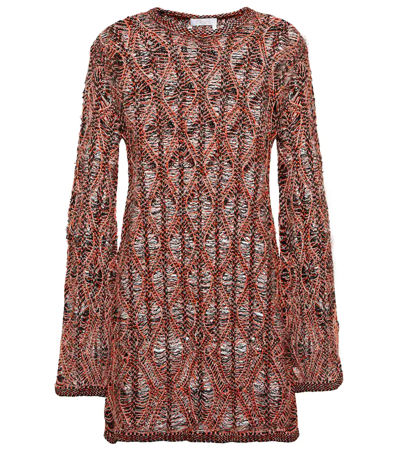 Chloé Openwork Linen And Silk Minidress In Red