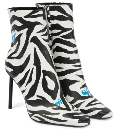 Off-white Allen Zebra-print Leather Ankle Boots In Black