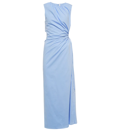 Sir Ilkin Asymmetric Cotton Maxi Dress In Ice Blue | ModeSens