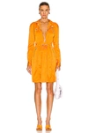 Bottega Veneta Zip Detail Long Sleeve Fluid Satin Dress In Tangerine