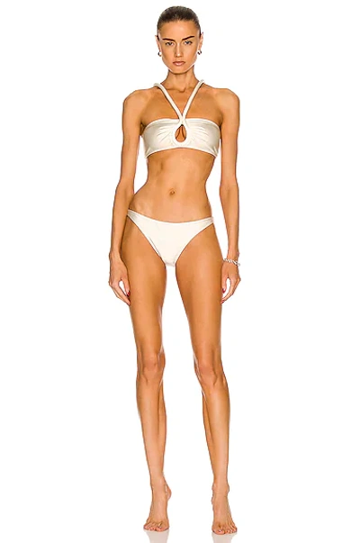 Adriana Degreas Solid Keyhole Bikini With Straps In Off White