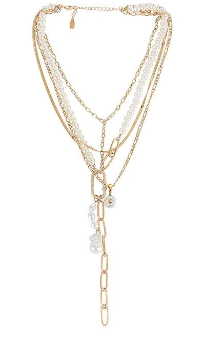 8 Other Reasons Pearl Lariat Necklace In Metallic Gold