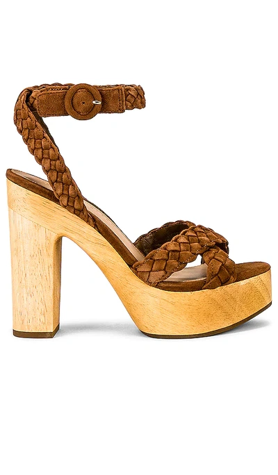Veronica Beard Gael Suede Braided Ankle-strap Platform Sandals In Brown