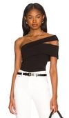 Agolde One-shoulder Sliced Bodysuit In Black