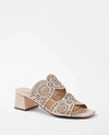 ANN TAYLOR EYELET PERFORATED LEATHER TWO STRAP SANDALS