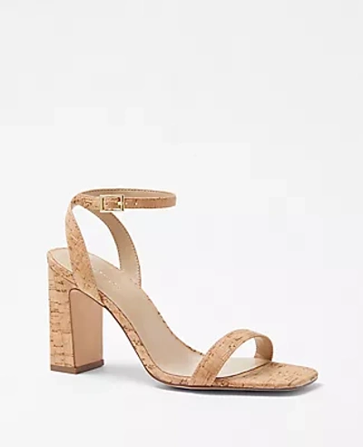 Ann Taylor Cork High Block Heel Sandals In Natural