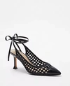 ANN TAYLOR WOVEN ANKLE WRAP LEATHER SLINGBACK PUMPS