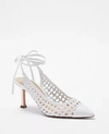 ANN TAYLOR WOVEN ANKLE WRAP LEATHER SLINGBACK PUMPS