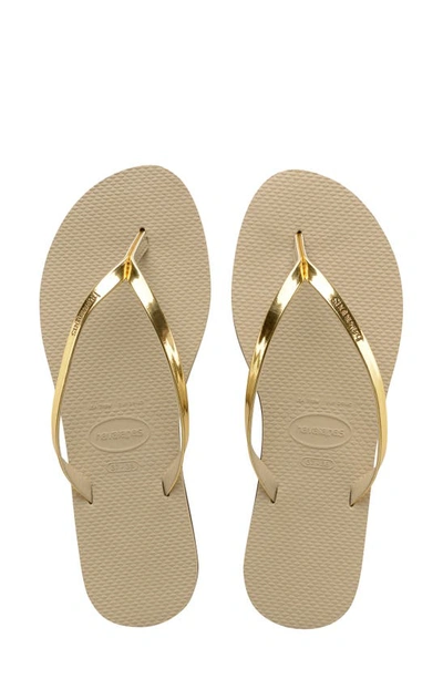 Havaianas 'you' Flip Flop In Sand Grey/ Light Gold