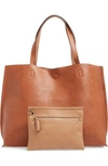 STREET LEVEL REVERSIBLE FAUX LEATHER TOTE & WRISTLET - BROWN,4441
