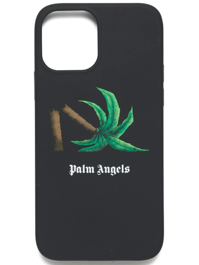 Palm Angels Black Broken Palm Iphone 12 Pro Max Case In Black Green