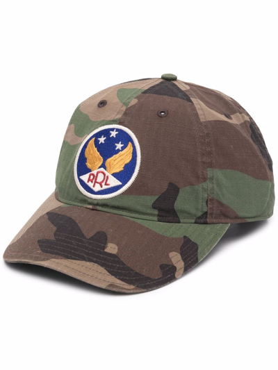 Rrl Camouflage-print Logo-patch Cap In Grün
