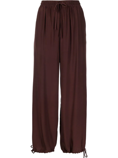 Gold Hawk Drawstring Straight-leg Trousers In Red