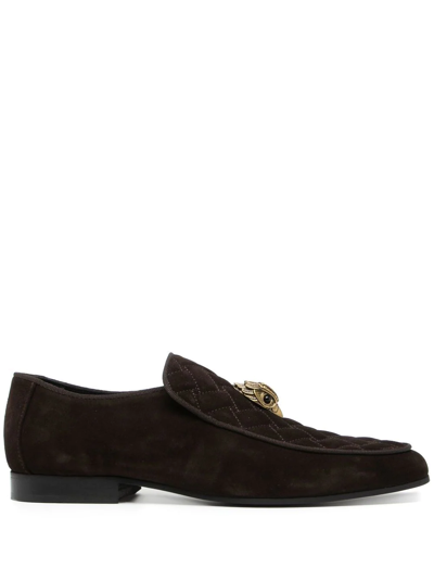 Kurt Geiger Men's Hugh Eagle Head Quilted Slip On Loafers In Braun