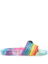 Kurt Geiger Rainbow Stripe-print Open-toe Slides In Mehrfarbig
