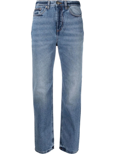 Twinset Stonewashed Straight-leg Jeans In Blau