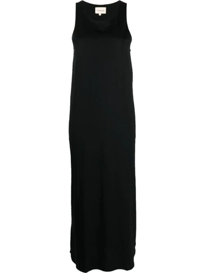 Loulou Studio Silk Satin Sleeveless Long Dress In Black