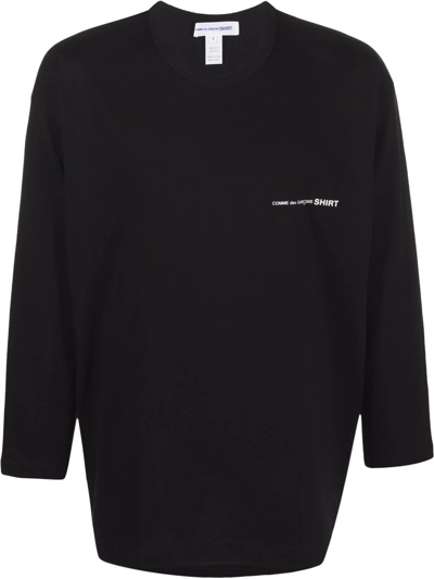 Comme Des Garçons Shirt Cotton Long Sleeve Logo T-shirt In Black